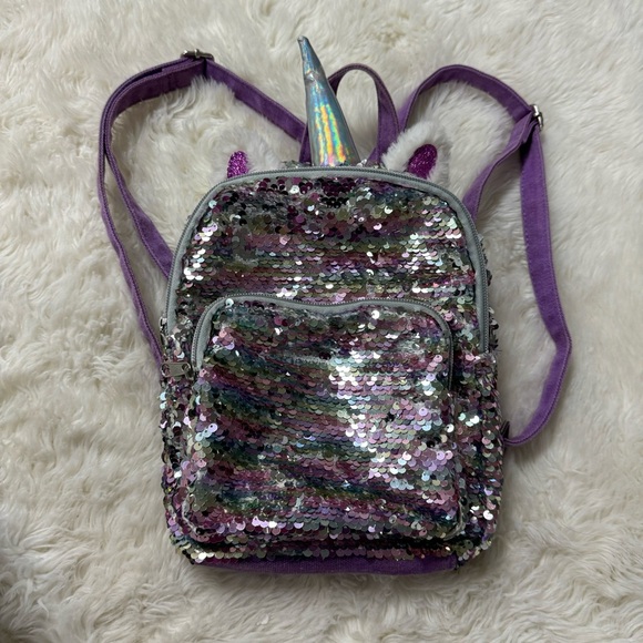 Cat & Jack Unicorn Mini Sequin Backpack Purse - Picture 2 of 8